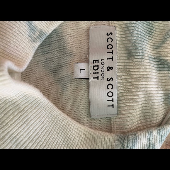 Scott&Scott London mock- neck knit sweater in white/light green tie dye SZ L NWT - Picture 9 of 9